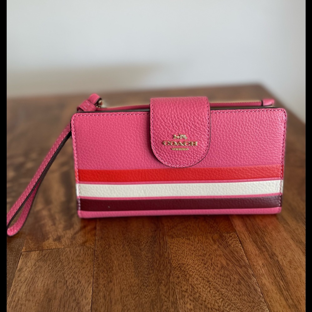 Coach Tech phone Wallet In Colorblock With Stripe